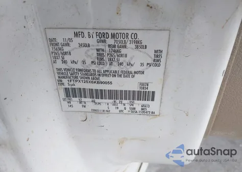 2006 Ford F-150 Lariat/Xl/Xlt из США, поврежденный, VIN 1FTPX125X6KB90055